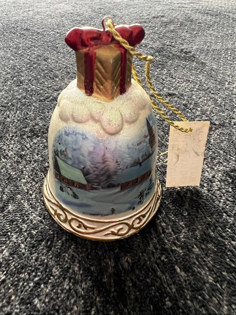 Vintage Hand-Painted Christmas Bell Ornament